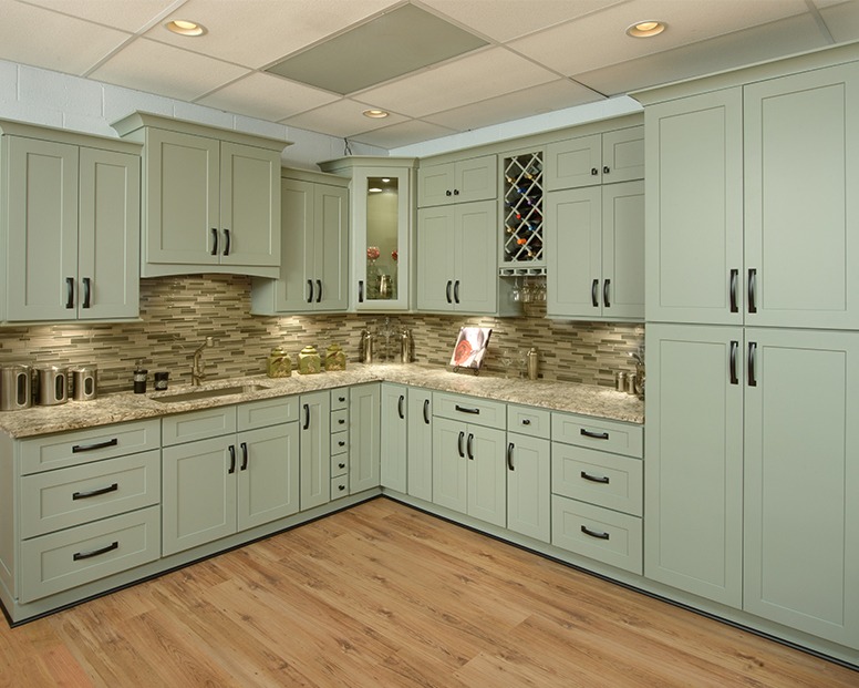 Fresh Sage kitchen cabinets